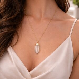 Natural Clear Quartz Pendant & Ring Set – 925 Sterling Silver 🤍